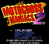Motocross Maniacs 2 title screen for GameBoy Color